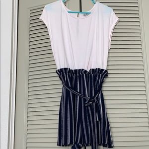 Navy and White Striped Romper